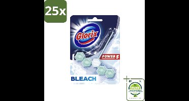25 x Glorix - Power 5 - Toiletblok - Bleach - Anti-Kalkwerking - Langdurige Frisheid - 1 Blok - Grootverpakking - Toilet Schoonmaak - Toiletblok - Kalk Verwijderaar - Toilet Frisheid - Hygiënisch Toilet