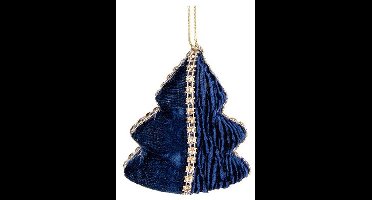Hanger Velvet Gold Strass Xmas Tree Blau W 8x3xh8cm Kunststof