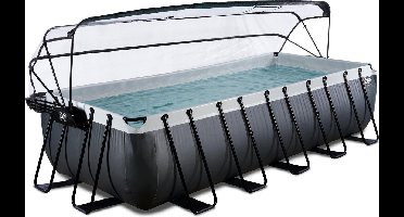 EXIT Black Leather Frame Zwembad 540x250x122cm - Opzetzwembad - met Zandfilterpomp & Overkapping - Rechthoekig - Zwart