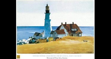 Kunstdruk Edward Hopper - Lighthouse and Buildings 80x60cm