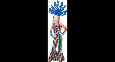 Funny Fashion - Hippie Kostuum - Ibiza Hippie Jumpsuit - Meisje - Multicolor - Maat 164 - Carnavalskleding - Verkleedkleding