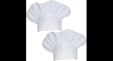 Funny Fashion Witte koksmuts - 2x - verkleed accessoires - chefkok carnavalskostuum - hoeden - volwassenen