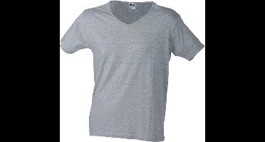 Daiber Heren Slim Fit V Hals T-Shirt (Heide Grijs)