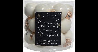 Decoris Kerstbal Glas Emaille-Mat Wolwit dia2.5cm