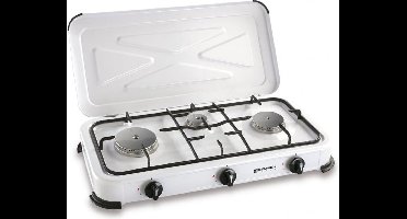 Kemper - Gaskooktoestel MET 3 RVS branders - Wit en Zwart