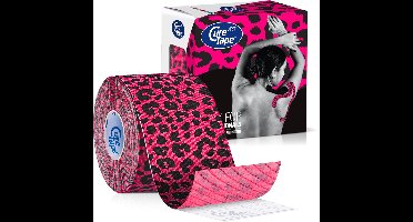 CureTape® Art Leopard - Kinesiotape met Leopard print pink en zwart 5cm x 5m - CureTape Classic met een print - FysioTape - Elastische tape met print voor blessures en klachten