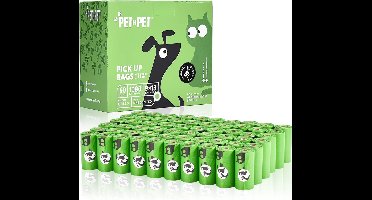 Groene Hondenpoepzakjes - Ongeparfumeerd - Biologisch Afbreekbaar - 38% Plantaardige En 62% Pe (Polyethyleen) - Extra Dikke Hondenafvalzakken - 1080 stuks (60 rollen)