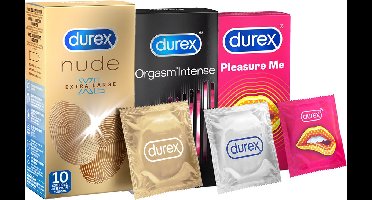 Durex - 30 stuks Condooms - Pleasure Me 1x10 stuks - Orgasm Intense 1x10 stuks - Nude No Latex 1x10 stuks - Voordeelverpakking