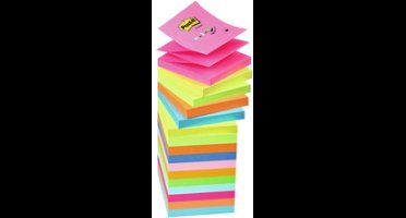 Post-it® Z-Notes, Navullingen, Geel (2), Groen (1), Paars (1), Roze (1), Oranje (1), 76 x 127 mm, 6 Blokken, Individueel Verpakt, 100 Blaadjes/Blok