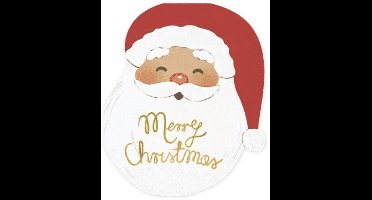 PartyDeco - Servetten - kerstman merry christmas - 13,5 x 16 cm - 12 stuks