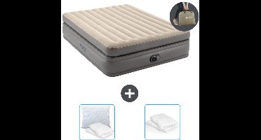 Intex Luchtbed - 2-Persoons - 152 x 203 x 51 cm - Grijs - Inclusief pomp - Kussen en Kussenbeschermer