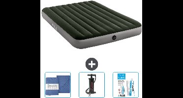 Intex Luchtbed - 2-Persoons - 152 x 203 x 25 cm - Groen - Inclusief Hoeslaken - Pomp en Reparatieset