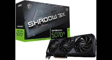 MSI NVIDIA GeForce RTX5070 Ti 16G SHADOW 3X OC - Videokaart - 16GB - GDDR7 - PCIe 5.0 - 1x HDMI 2.1b - 3x DisplayPort 2.1a
