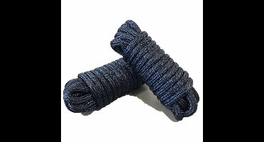 Landvast van 100% polyester. 16 voudig gevlochten. met aangesplits oog. navy blauw. 14mm lengte 14m