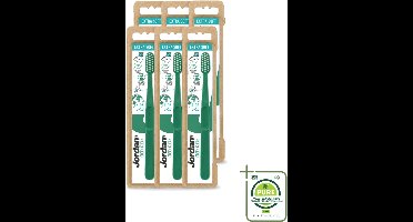 6 x Jordan - Tandenborstel - Green Clean - Extra Soft - 5 tot 10 Jaar - Grootverpakking - Kinderen Tandenborstel - Kindertandenborstel 5-10 Jaar - Duurzame Tandenborstel - Extra Zachte Borstel - Milieuvriendelijke Tandenborstel