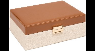 Atmosphera Whisky Juwelendoos - 22x17x9cm - Beige/Cognac