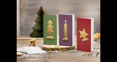 Kerstkaarten Sigel incl. - envelop (goud) - wit karton -