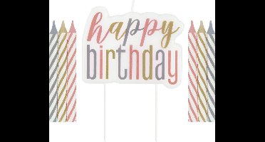 UNIQUE - Pastelkleurige happy birthday verjaardagskaarsjes