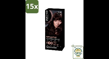 15 x SYOSS - Coloration 3-28 Pure Chocolade - Haarverf - Grijsdekking - Vermindert Haarbreuk - Grootverpakking - Haarverf - Permanente Haarkleuring - Grijsdekking - Keratine - Haarverf 100 Dagen