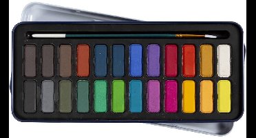 Colortime Waterverfset - Palet met 24 kleuren en kwast