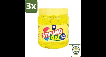 3 x Hegron - Styling Haargel - Extra Strong - Voor Sterke Fixatie - 500 ml - Grootverpakking - Styling Gel - Haargel - Extra Strong - Haartype - Fixatie