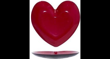 Bord - Glossy Rood - Hart - 18x18xh2cm - kunststof - (set van 6)