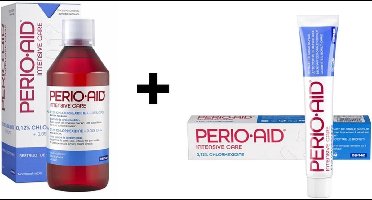 1x Perio-Aid Intensive Care Mondspoelmiddel 012% + 1x Perio Aid intensive care tandpasta 012% Chlorhexidine