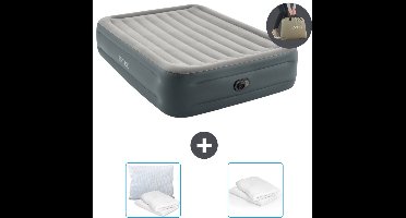 Intex Luchtbed - 2-Persoons - 152 x 203 x 46 cm - Grijs - Inclusief pomp - Kussen en Kussenbeschermer