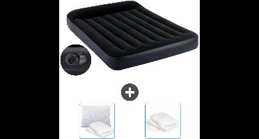 Intex Luchtbed - Twijfelaar - 137 x 191 x 25 cm - Blauw - Inclusief pomp - Kussen en Kussenbeschermer