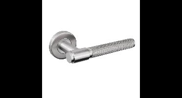 Lavuzo Cosenza deurklink Ribbel RVS met rond rozet