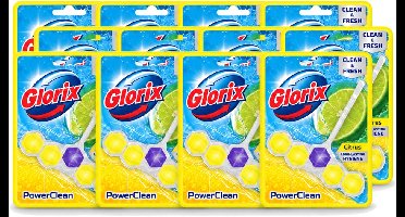 12 x Glorix - Toiletblok - Power Clean Citroen - Fris & Citroen - 1 blok - Voordeelverpakking - 12 stuks