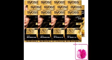 12 x SYOSS - Oleo Intense 2-10 - Haarverf - Permanente Haarkleuring - Bruinzwart - Langdurige Kleur - Bulkverpakking - Haarkleuren zonder ammoniak - Donkerbruin zwart haar