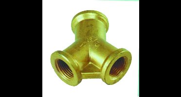 Perslucht Messing 2-weg Verdeelstuk 3/8" Binnen schroefdraad