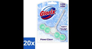 20 x Glorix - Toiletblok - Power Clean Hygiëne - Extra Hygiëne - 1 blok - Toiletblok - Hygiëne - Reiniging - Kalkaanslag - Schuim