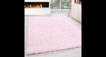 Hoogpolig vloerkleed, effen kleur - roze, vloerkleed voor de woonkamer, jute achterkant, afmeting: 240 x 340 cm