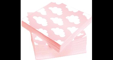 Ootje Kadootje Wolkjes Servetten Babyroze 20 stuks OK 0201