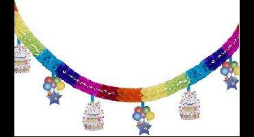 Funny Fashion Happy Birthday thema feestslinger - verjaardag - multi colour - 400 cm - papier