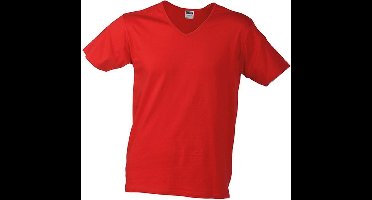 Daiber Heren Slim Fit V Hals T-Shirt (Rood)