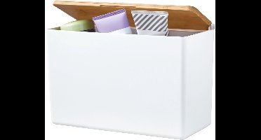 tesa badkamerdoos Baboo XL bamboe deksel wit wandmontage zelfklevend zonder boren – 242x160x102mm