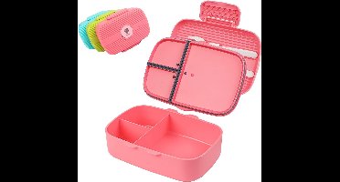 Bento box, 3 zakken, lunchbox met deksel, lekvrij en vaatwasmachinebestendig, dichte broodtrommel voor kinderen en volwassenen, 720 ml, BPA-vrij, super voor fitness en voeding, magnetronbestendig, roze