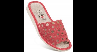 Dames Pantoffels Maximus Leer - Maat 38 - Framboos