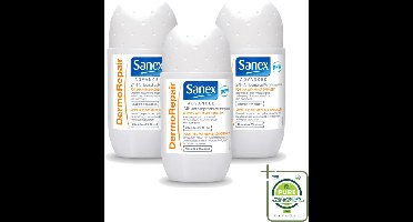 3 x Sanex Advanced - Dermo Repair - Deodorant Roller - 24h Anti-Transpirant - 0% Alcohol - 50 ml - Grootverpakking - 24h Anti-transpirant - Huidherstel - Huidverzorging - Deodorant Roller - Anti-geur