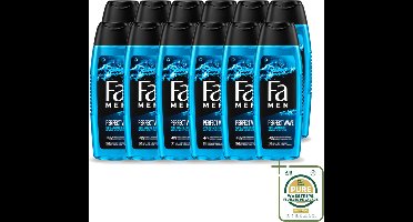 12 x Fa Men - Perfect Wave - 2 in 1 Douchegel & Shampoo - Menthol - 250 ml - Wasstrips - Douchegel En Shampoo Voor Mannen - Menthol Geur - 2 In 1 Douchegel En Shampoo - Lichaam En Haar Verzorging - Verfrissende Douche