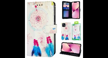 Green On 3D Print Wallet Case Blue Pink Feather Galaxy S21 Plus - Blauw