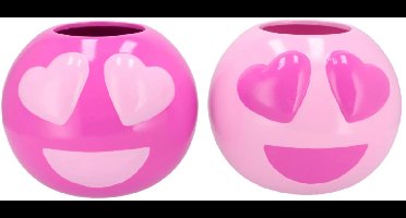 Smiley lovely pink mix vase ass 11x11x9cm - set van 2