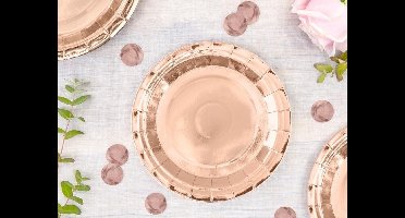 Kartonnen gebaksbordjes Rose Goud 18 cm (6 stuks) - gebaksbordjes rosekleurig karton Party Deco