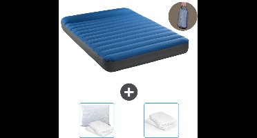 Intex Luchtbed - Twijfelaar - 137 x 191 x 22 cm - Blauw - Inclusief pomp - Kussen en Kussenbeschermer