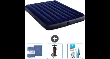 Intex Luchtbed - Twijfelaar - 137 x 191 x 25 cm - Blauw - Inclusief Hoeslaken - Pomp en Reparatieset