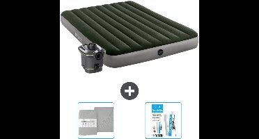 Intex Luchtbed - 2-Persoons - 152 x 203 x 25 cm - Groen - Inclusief pomp - Hoeslaken en Reparatieset