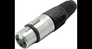 XLR 3-pins (v) connector met plastic trekontlasting - grijs/zwart